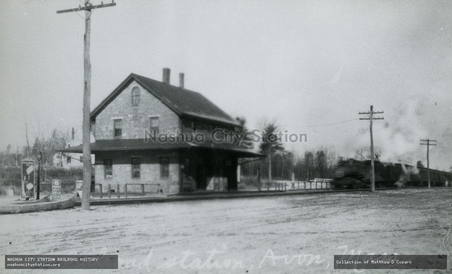 Postcard: Railroad Station, Avon, Massachusetts